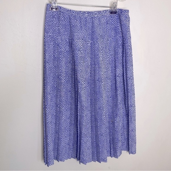 Unbranded Blue & White Pattern Pleated Made In USA Midi Skirt Elastic 12 - Picture 1 of 9